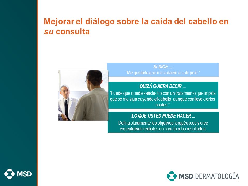 Mejorar el diálogo sobre la caída del cabello en su consulta