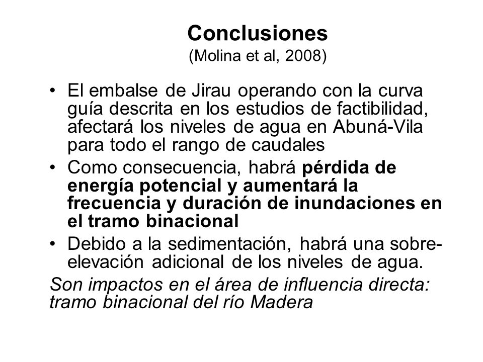 Conclusiones (Molina et al, 2008)