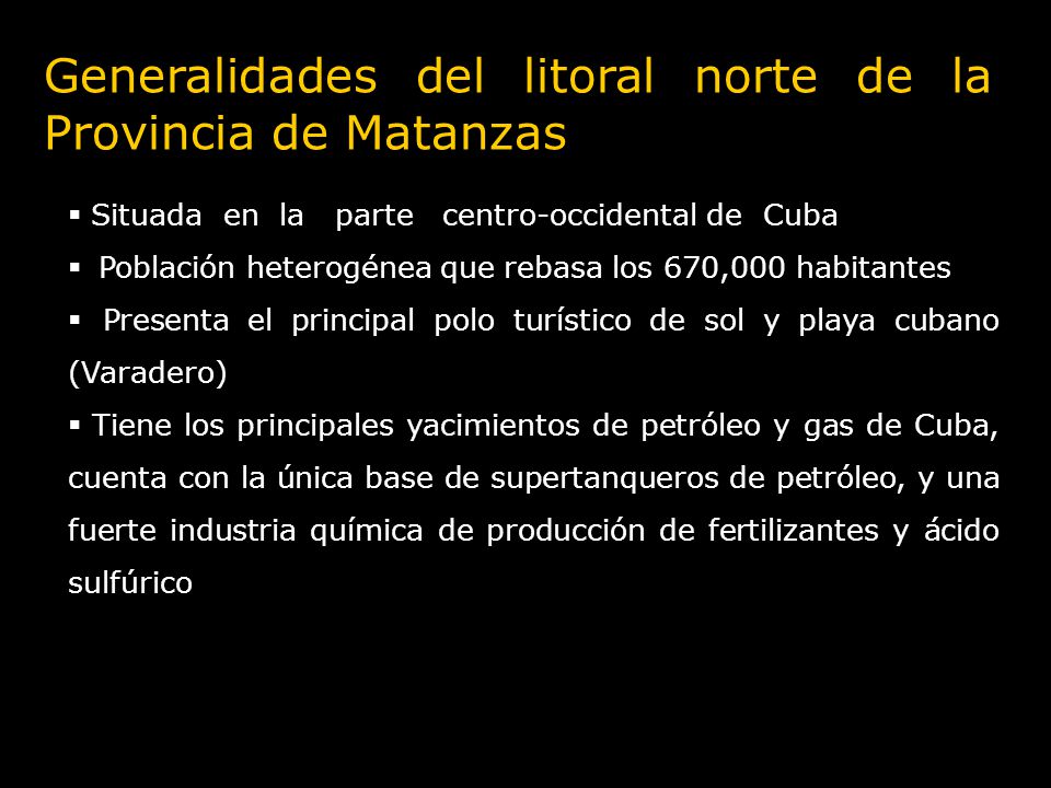 Generalidades del litoral norte de la Provincia de Matanzas