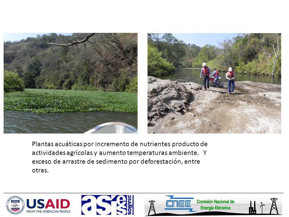 El desarrollo de la cuenca y las distintas actividades humanas tiene impacto en los embalses y en la calidad del recurso. Ambas fotografías embalse Poza Verde