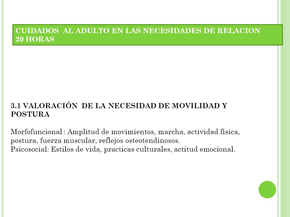 CUIDADOS AL ADULTO EN LAS NECESIDADES DE RELACION 20 HORAS