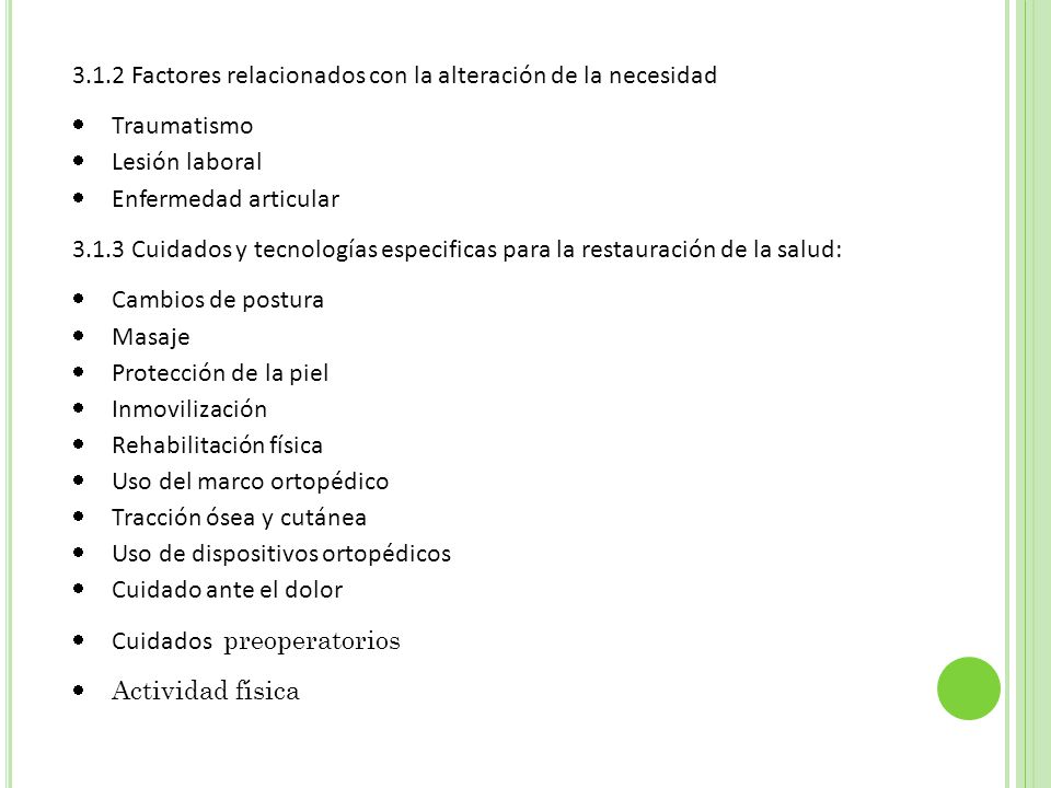 3.1.2 Factores relacionados con la alteración de la necesidad
