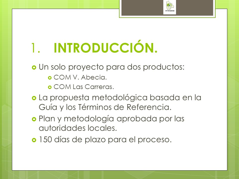 1. INTRODUCCIÓN. Un solo proyecto para dos productos: