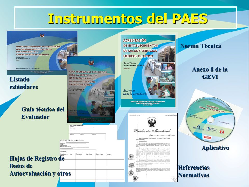 Instrumentos del PAES Norma Técnica Anexo 8 de la GEVI