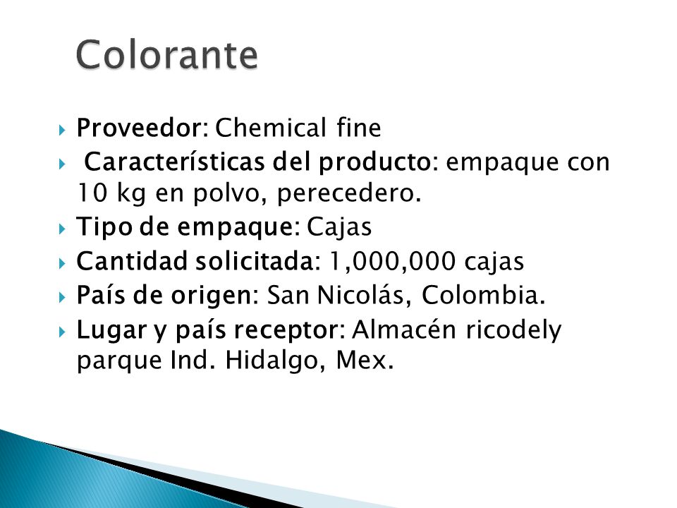 Colorante Proveedor: Chemical fine