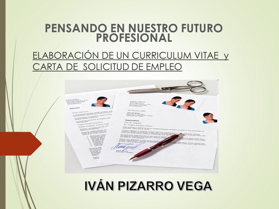 ELABORACIÓN DE UN CURRICULUM VITAE y CARTA DE SOLICITUD DE EMPLEO