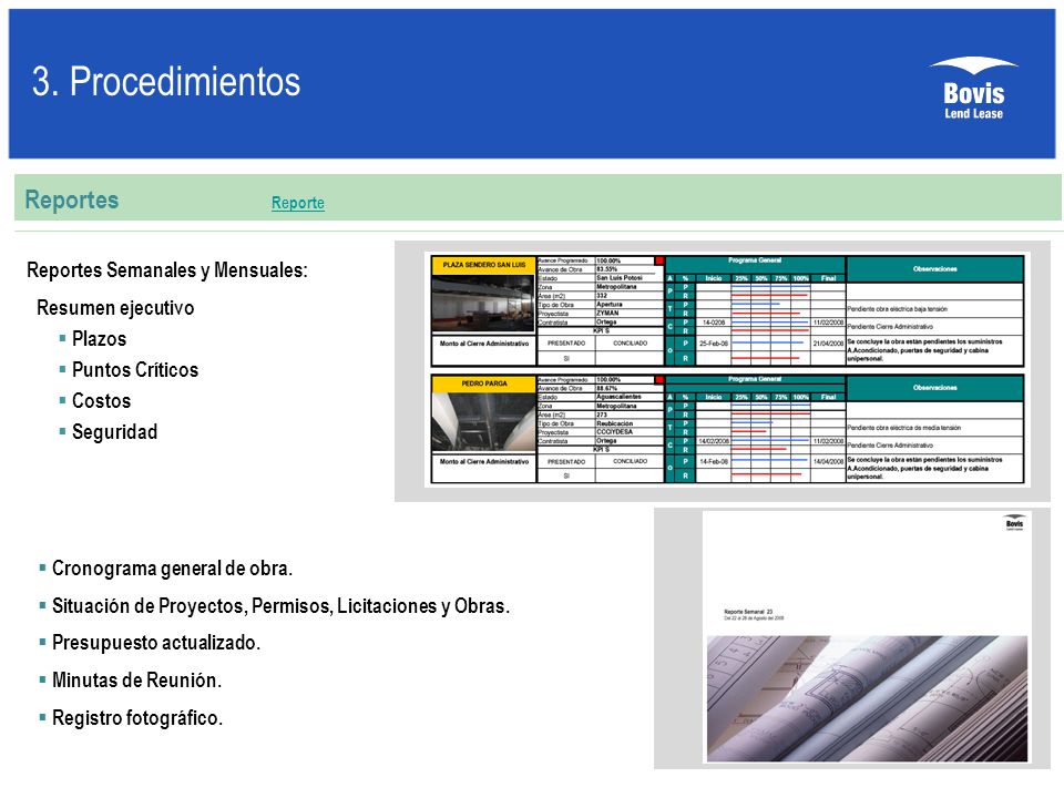 3. Procedimientos Reportes Reporte Reportes Semanales y Mensuales: