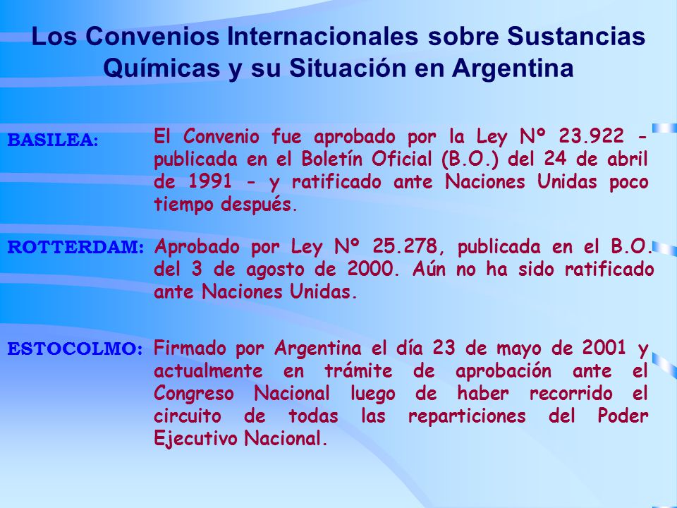 Los Convenios Internacionales sobre Sustancias Químicas y su Situación en Argentina