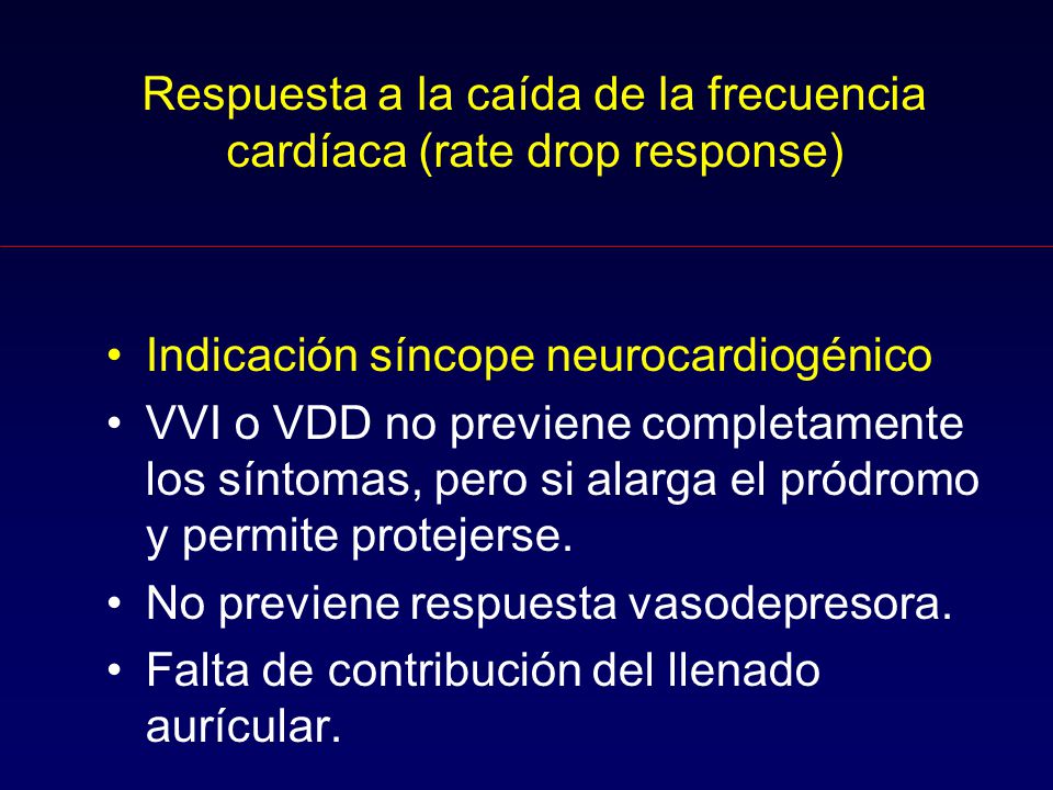 Respuesta a la caída de la frecuencia cardíaca (rate drop response)