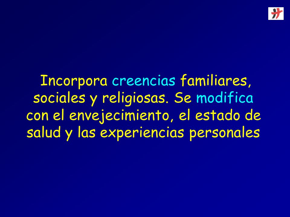 Incorpora creencias familiares, sociales y religiosas