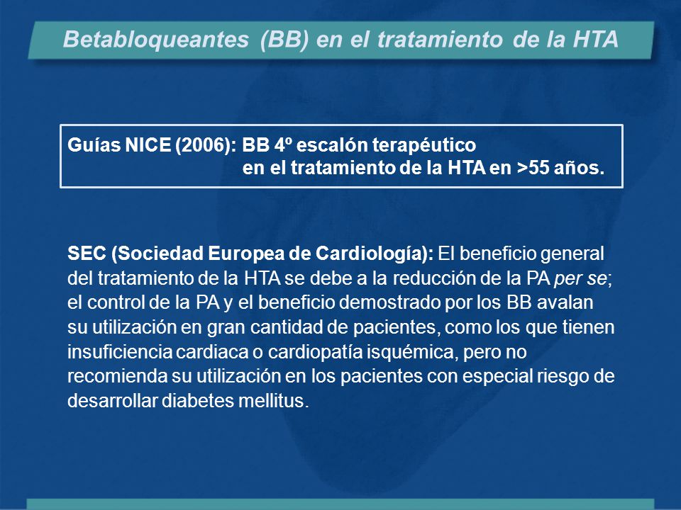 Betabloqueantes (BB) en el tratamiento de la HTA