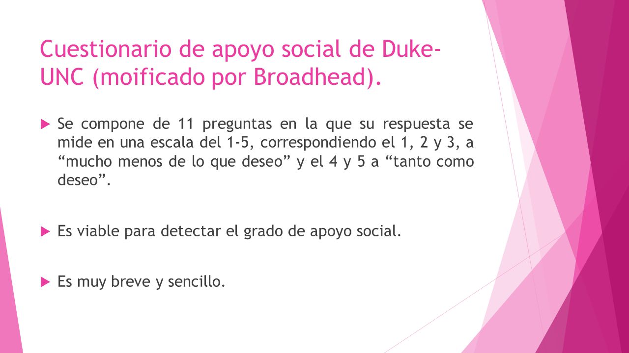 Cuestionario de apoyo social de Duke-UNC (moificado por Broadhead).