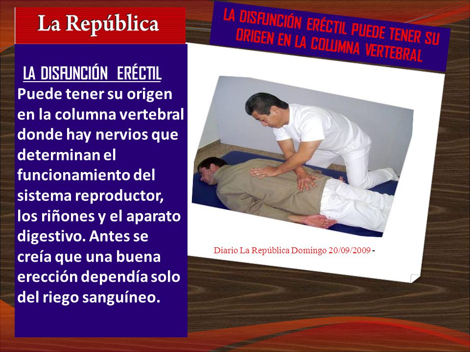 LA DISFUNCIÓN ERÉCTIL PUEDE TENER SU ORIGEN EN LA COLUMNA VERTEBRAL