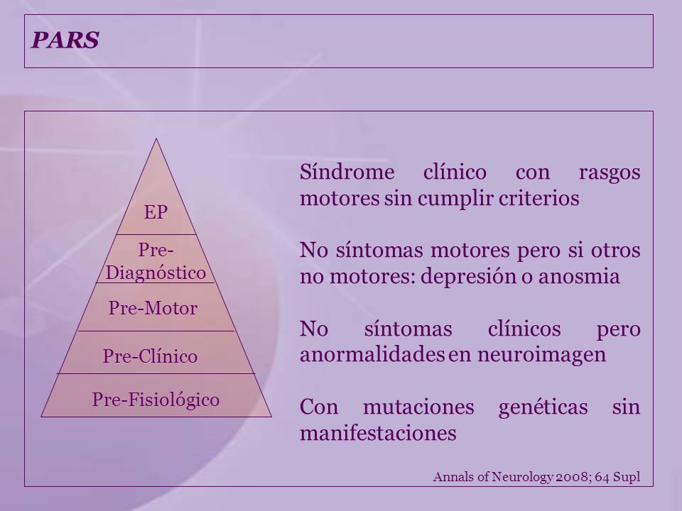 PARS Síndrome clínico con rasgos motores sin cumplir criterios