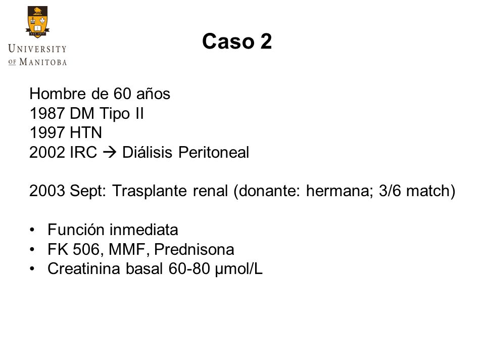 Caso 2 Hombre de 60 años 1987 DM Tipo II 1997 HTN
