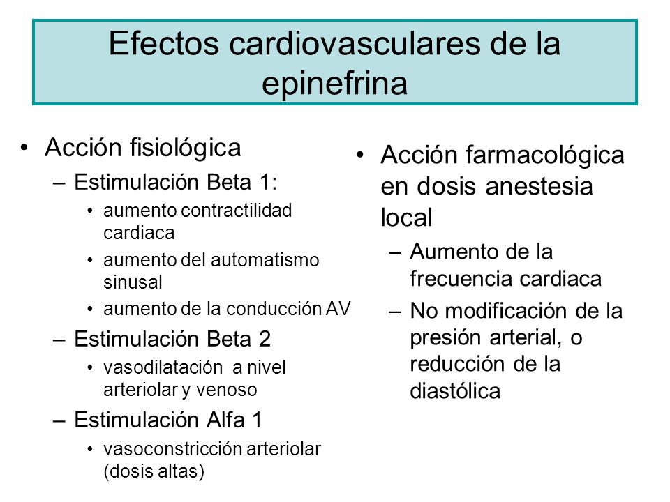 Efectos cardiovasculares de la epinefrina