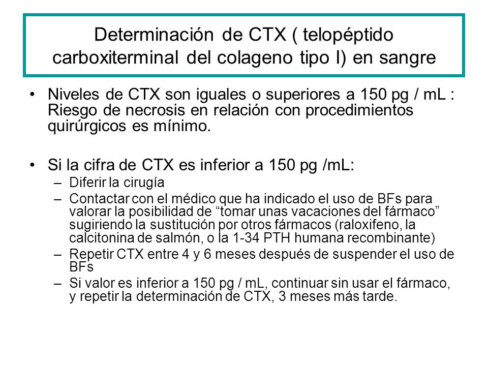 Determinación de CTX ( telopéptido carboxiterminal del colageno tipo I) en sangre