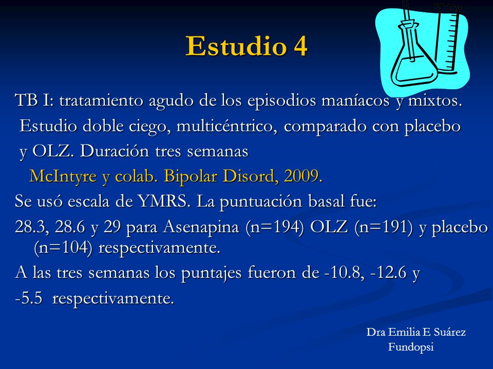 Estudio 4 TB I: tratamiento agudo de los episodios maníacos y mixtos.