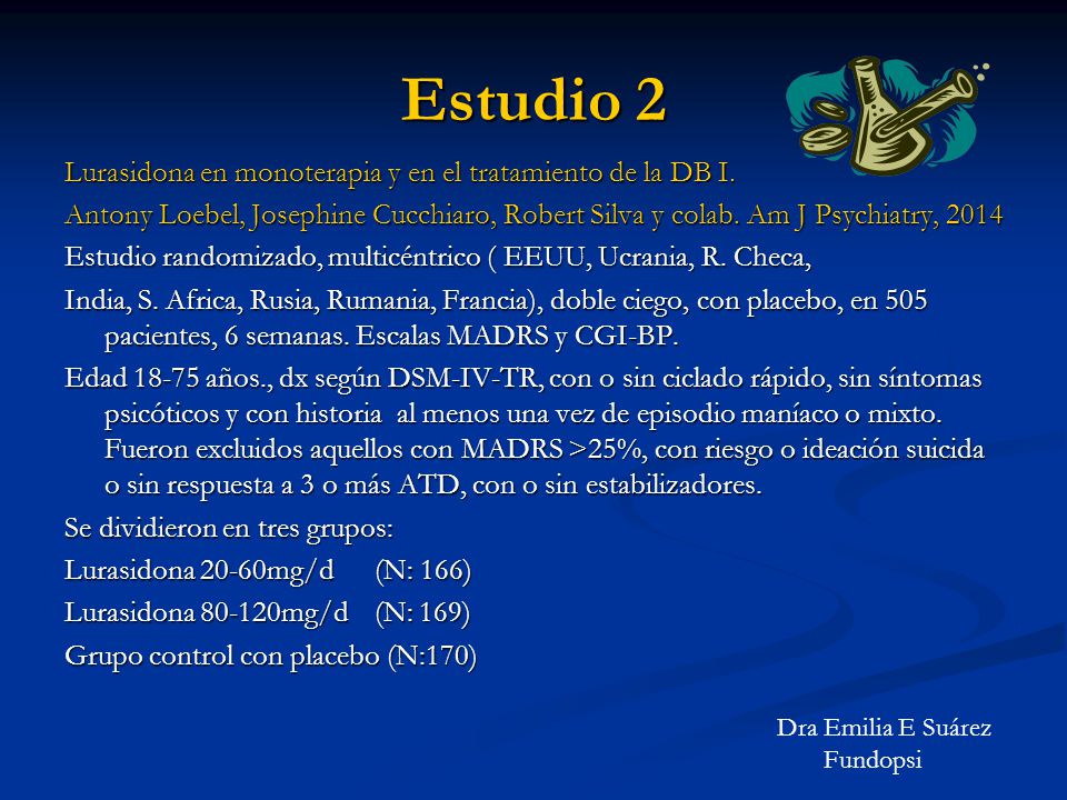 Estudio 2 Lurasidona en monoterapia y en el tratamiento de la DB I.
