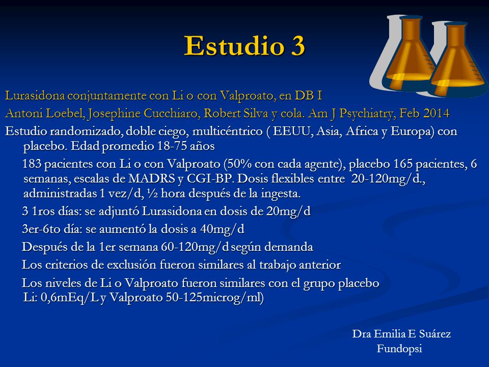 Estudio 3 Lurasidona conjuntamente con Li o con Valproato, en DB I