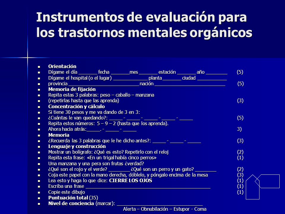 Instrumentos de evaluación para los trastornos mentales orgánicos