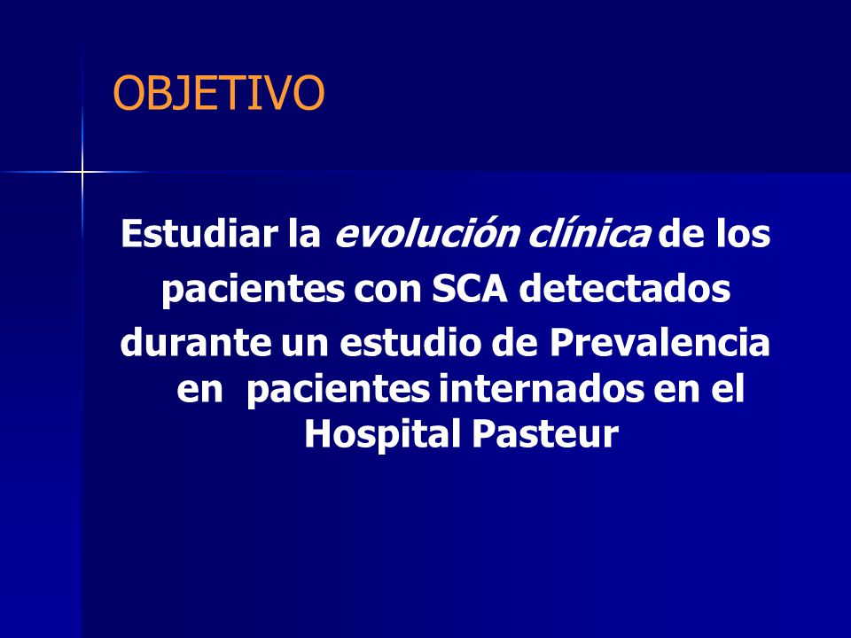 Estudiar la evolución clínica de los pacientes con SCA detectados
