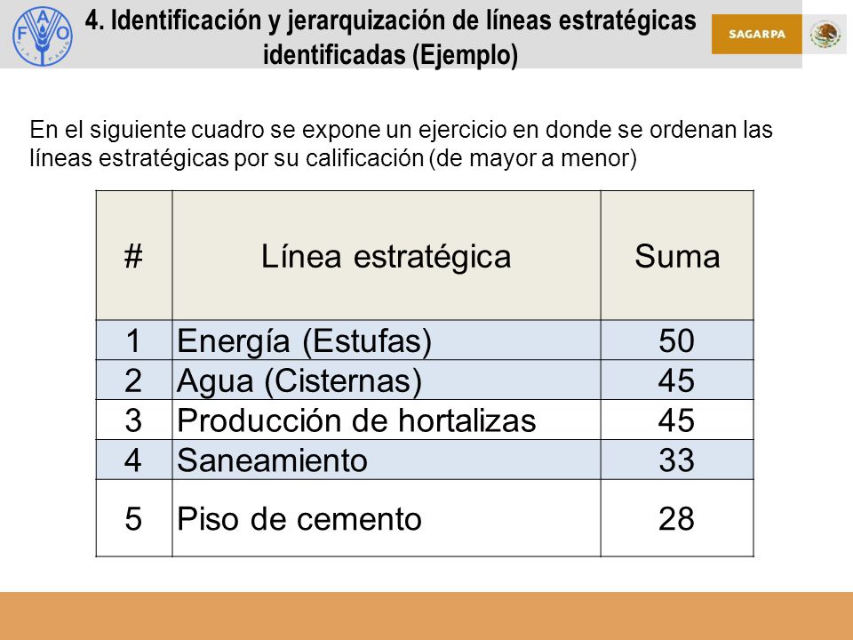 Producción de hortalizas 4 Saneamiento 33 5 Piso de cemento 28