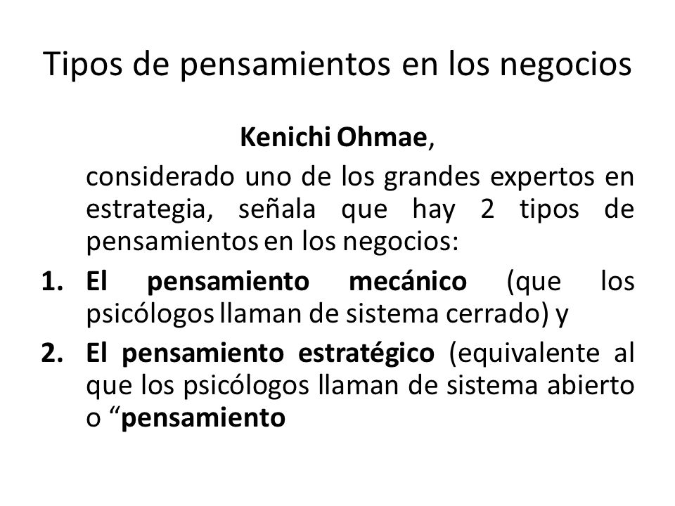Tipos de pensamientos en los negocios
