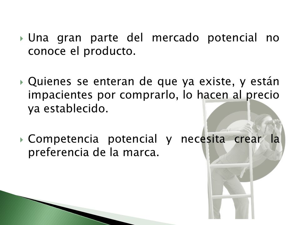 Una gran parte del mercado potencial no conoce el producto.