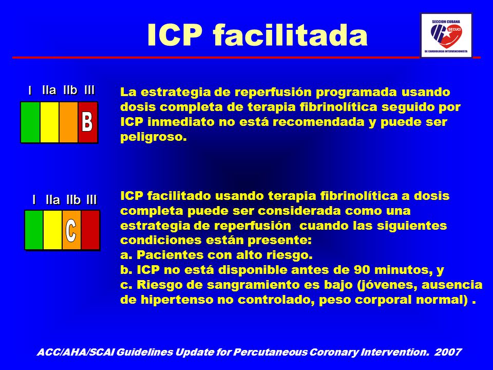 ICP facilitada B C I IIa IIb III I IIa IIb III