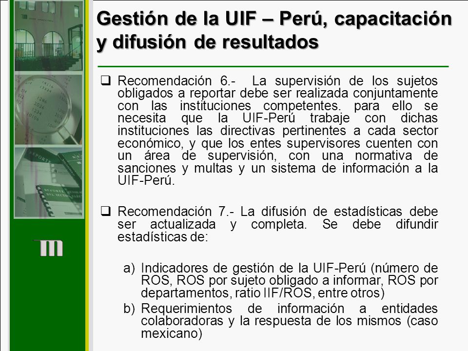 Gestión de la UIF – Perú, capacitación y difusión de resultados