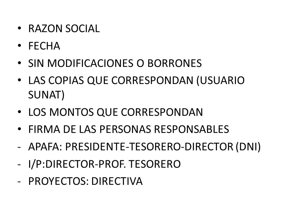 RAZON SOCIAL FECHA. SIN MODIFICACIONES O BORRONES. LAS COPIAS QUE CORRESPONDAN (USUARIO SUNAT) LOS MONTOS QUE CORRESPONDAN.