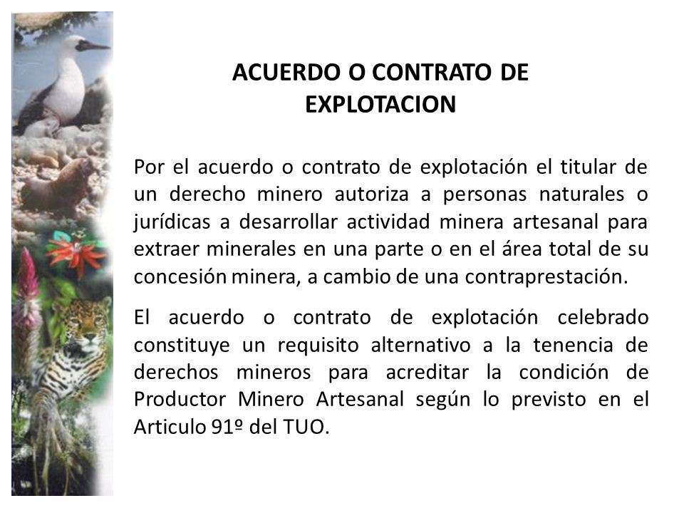 ACUERDO O CONTRATO DE EXPLOTACION