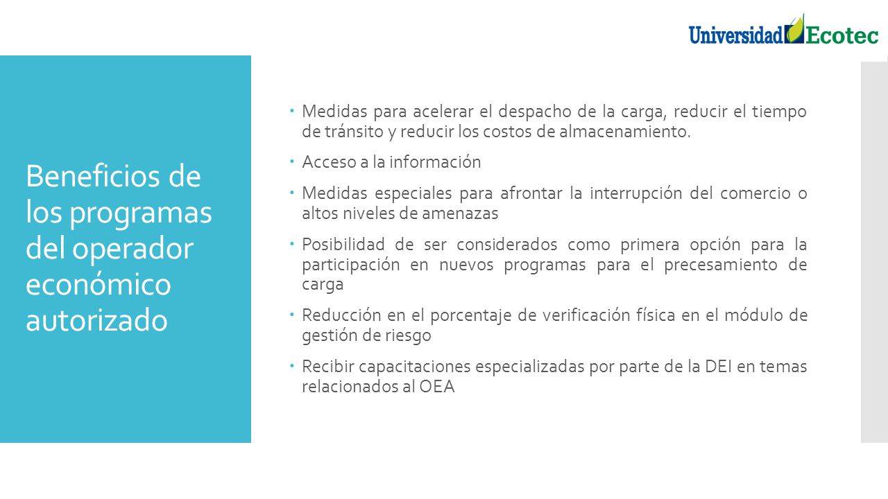 Beneficios de los programas del operador económico autorizado