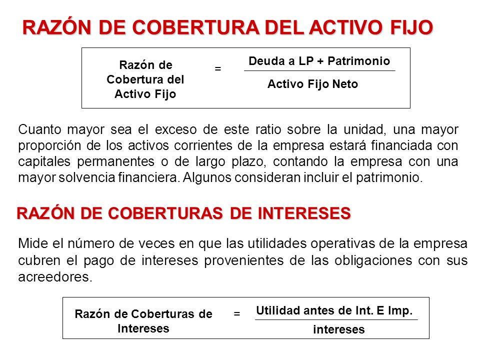 Razón de Cobertura del Activo Fijo Razón de Coberturas de Intereses