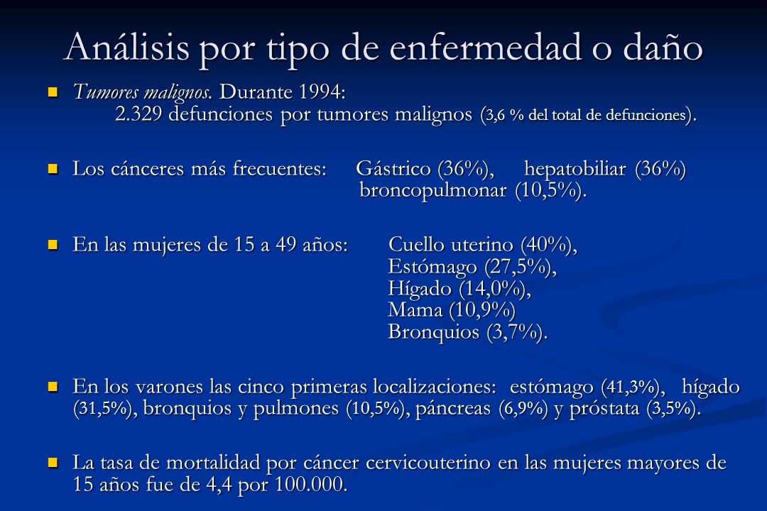 Análisis por tipo de enfermedad o daño