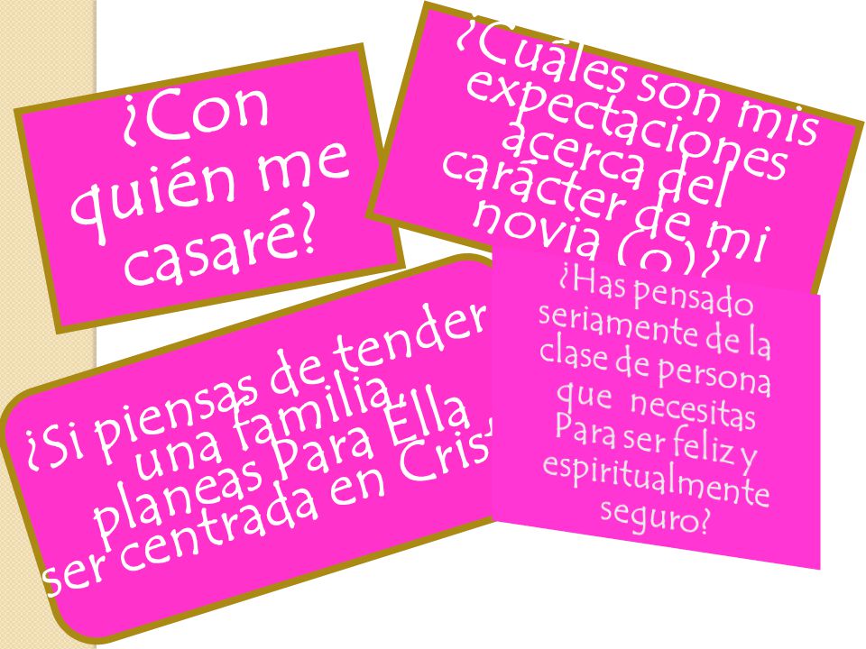 ¿Cuáles son mis expectaciones acerca del carácter de mi novia (o)