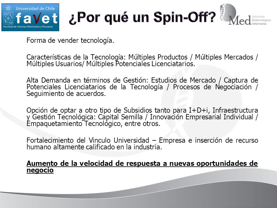 ¿Por qué un Spin-Off Forma de vender tecnología.