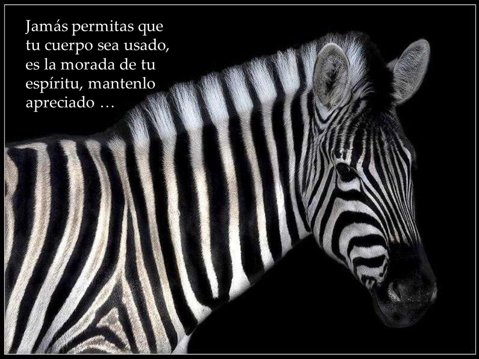 Jamás permitas que tu cuerpo sea usado, es la morada de tu espíritu, mantenlo apreciado …
