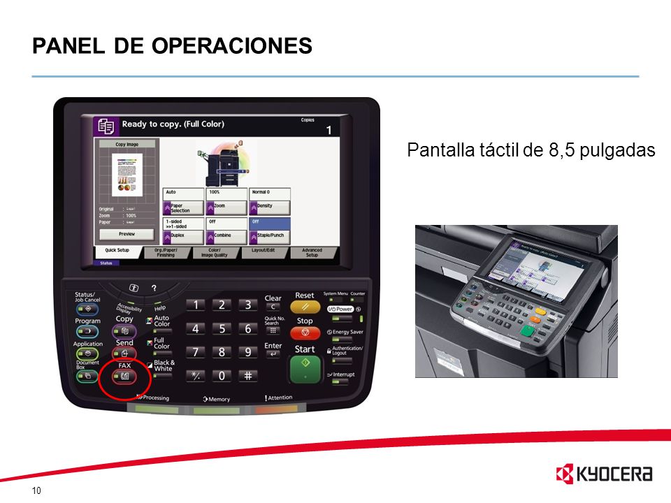PANEL DE OPERACIONES Pantalla táctil de 8,5 pulgadas