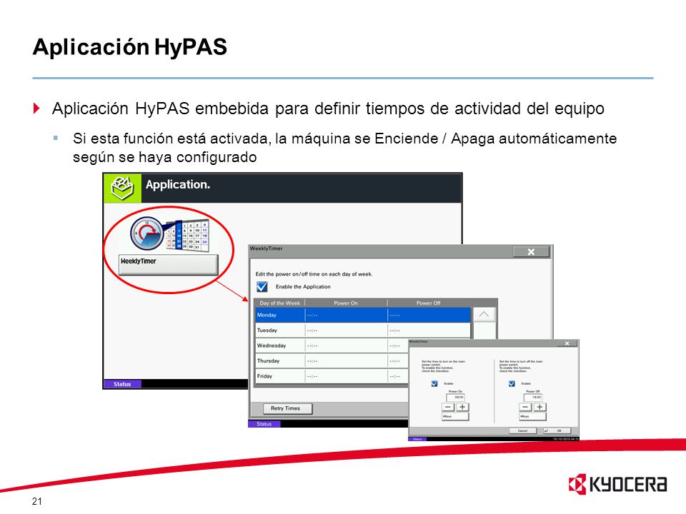 Aplicación HyPAS Aplicación HyPAS embebida para definir tiempos de actividad del equipo.