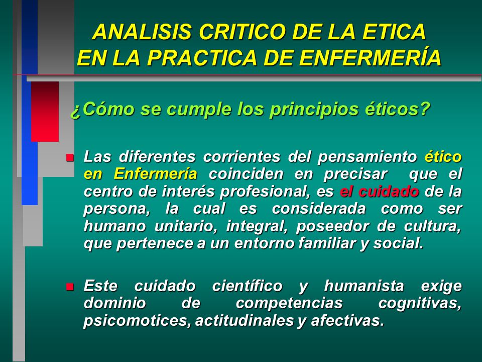 ANALISIS CRITICO DE LA ETICA EN LA PRACTICA DE ENFERMERÍA