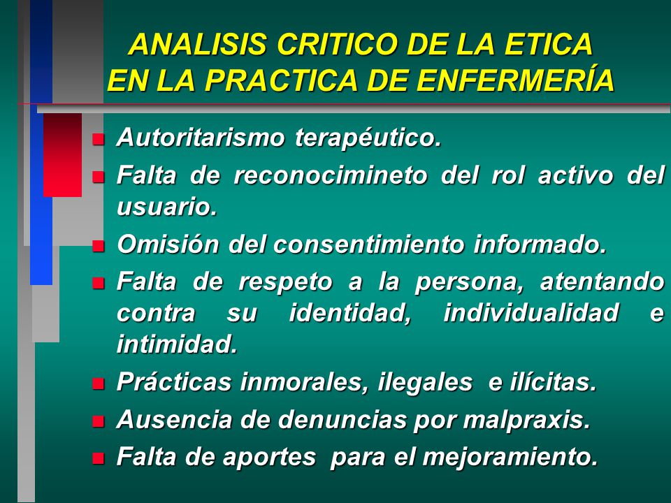 ANALISIS CRITICO DE LA ETICA EN LA PRACTICA DE ENFERMERÍA