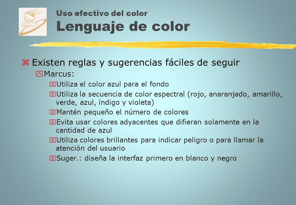 Uso efectivo del color Lenguaje de color