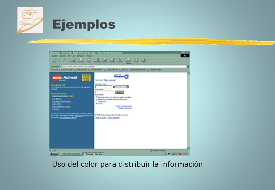 Ejemplos Uso del color para distribuir la información