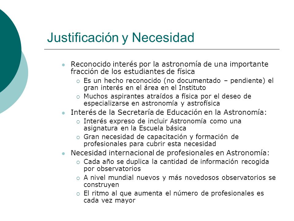 Justificación y Necesidad