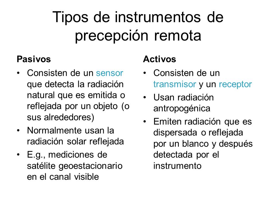 Tipos de instrumentos de precepción remota