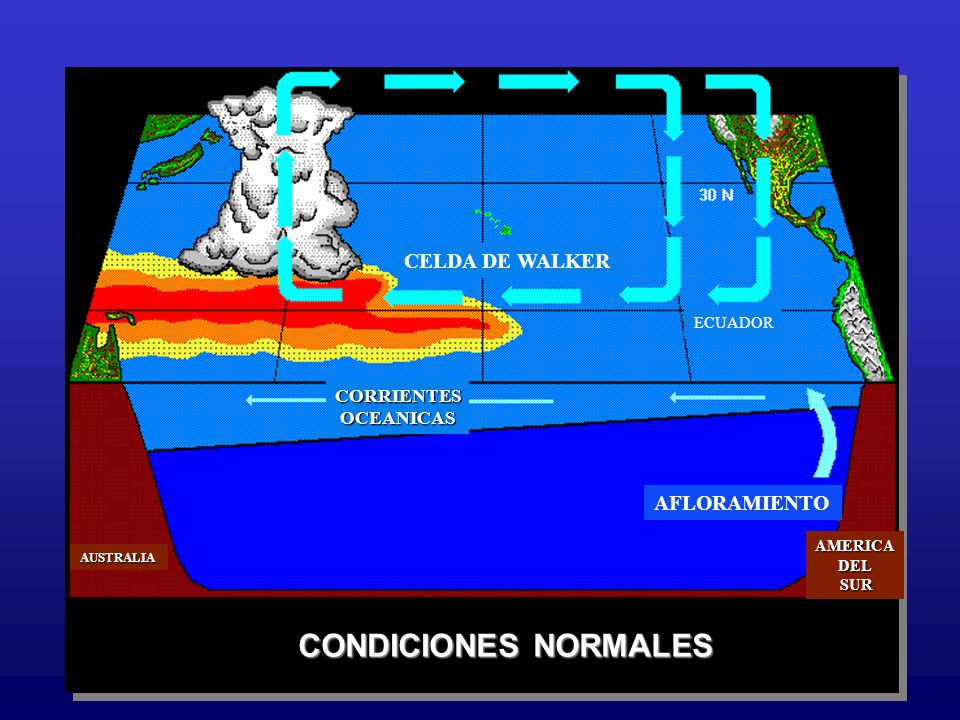 CONDICIONES NORMALES CELDA DE WALKER AFLORAMIENTO CORRIENTES OCEANICAS