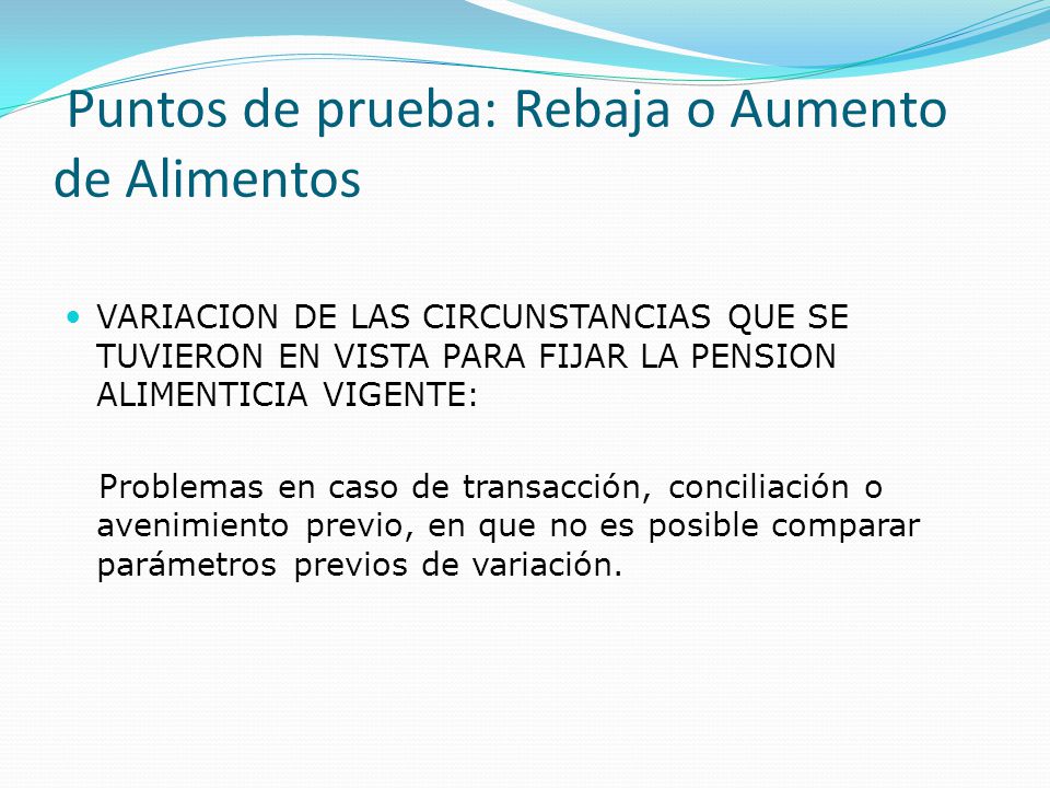 Puntos de prueba: Rebaja o Aumento de Alimentos