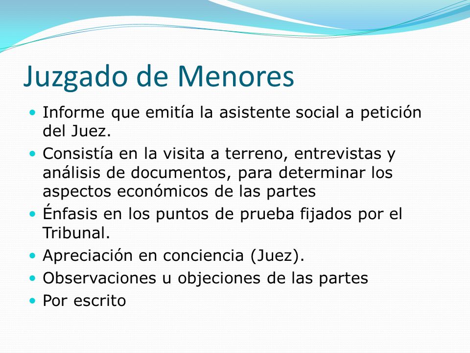 Juzgado de Menores Informe que emitía la asistente social a petición del Juez.